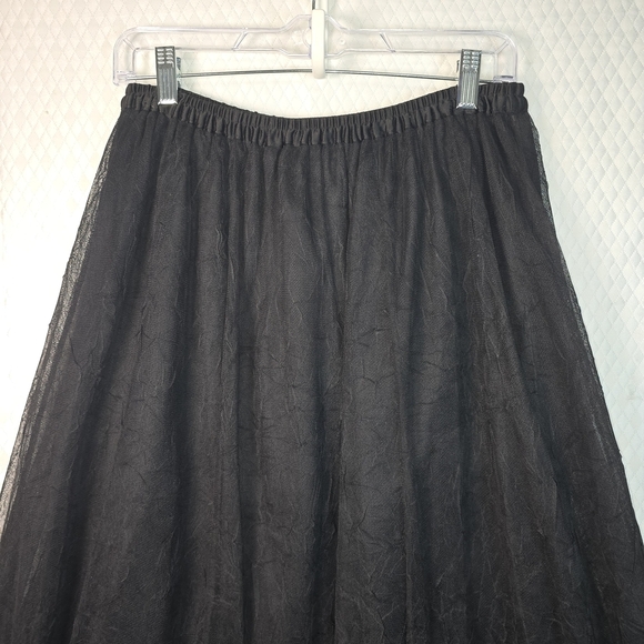 VINTAGE CAROLE LITTLE BLACK MAXI SKIRT TULLE OVERLAY LINED PARTY WOMENS 10 - Picture 6 of 9
